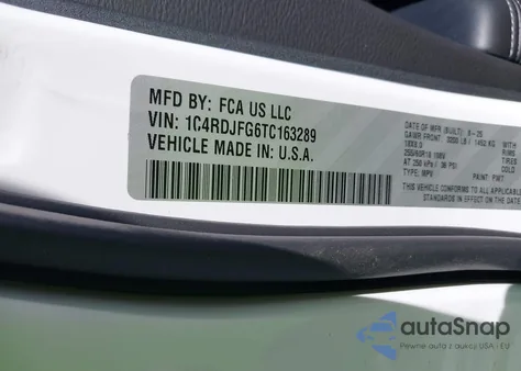 2026 Dodge Durango Pursuit Awd z USA, uszkodzony, nr VIN 1C4RDJFG6TC163289